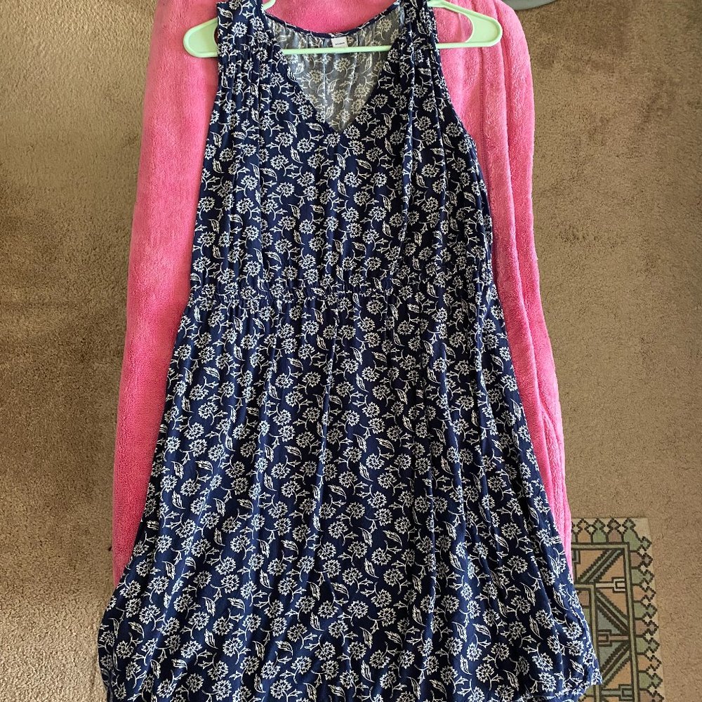 Navy Blue Floral Dress